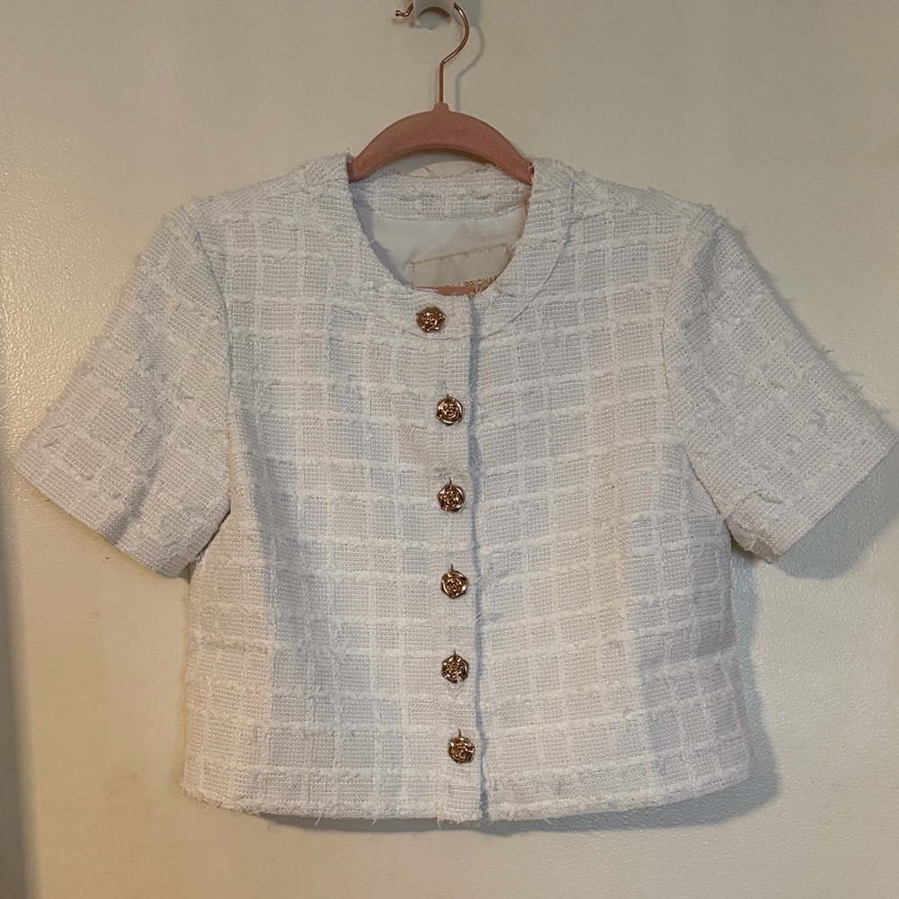 Amanda Uprichard White Tweed Blazer